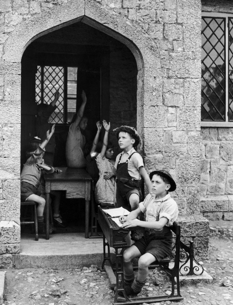 Detail of 9 year old Charlie Boorman and 10 year old Brian Walters act as doodlebug spotters by Anonymous