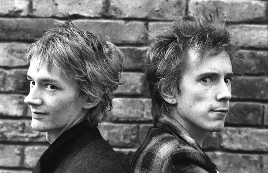 Detail of Ex Sex Pistols John Lydon and Keith Levine 1981 by Mike Maloney