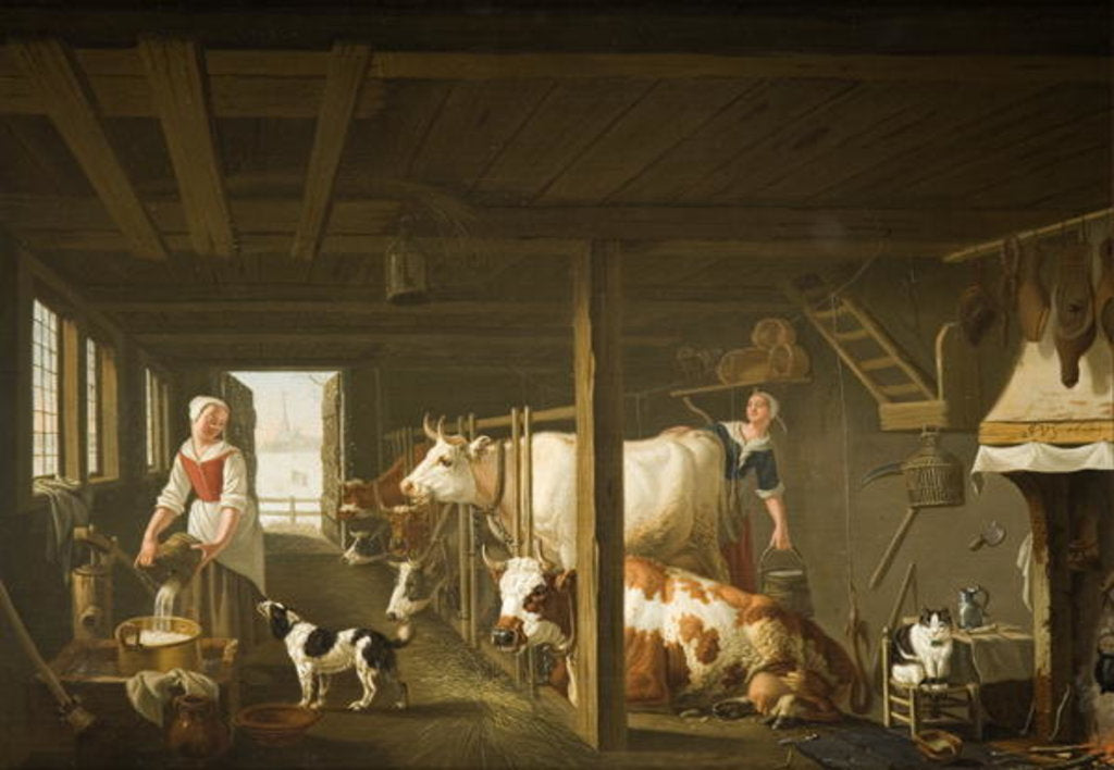 Detail of Milking in Winter by Jan van Gool