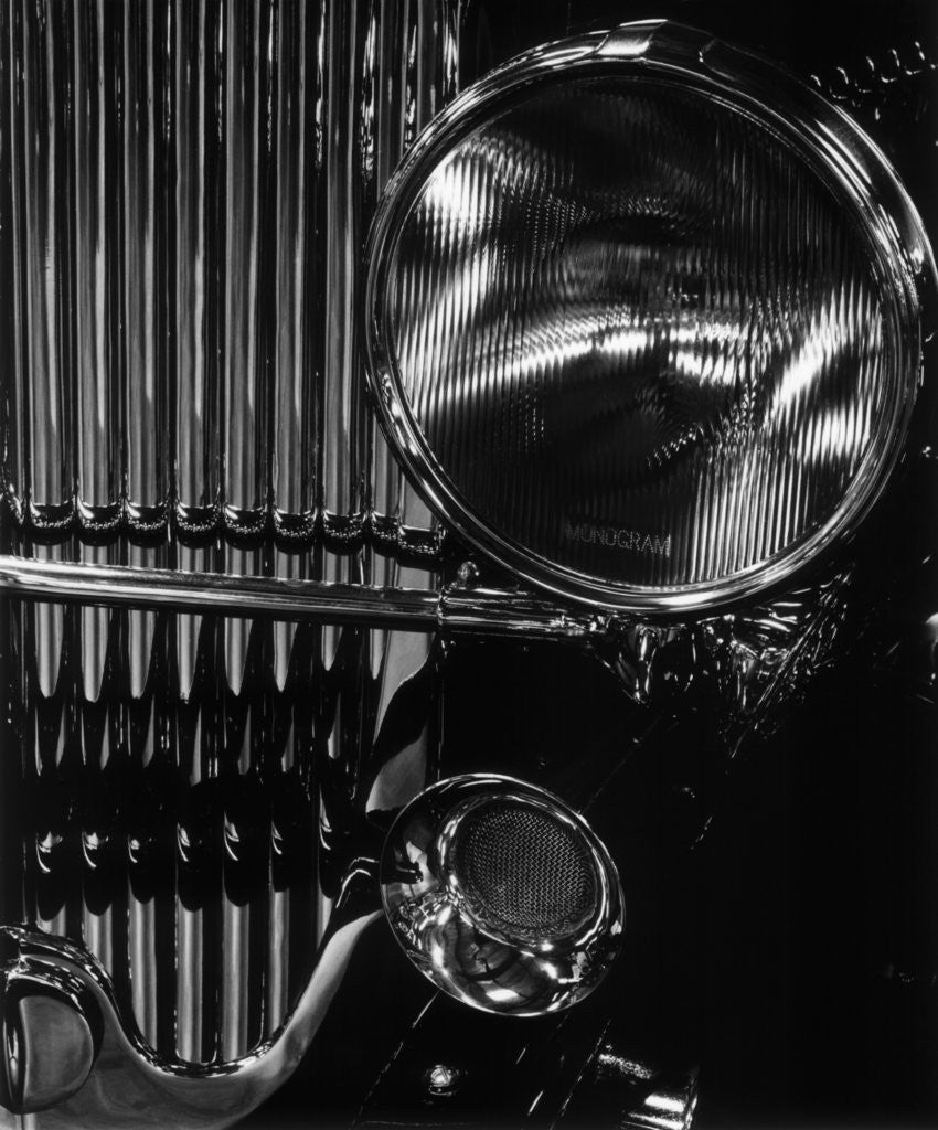Detail of Vintage Automobile Headlight and Grill by Anonymous