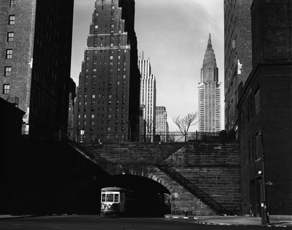 Detail of Trolley Car Beneath a Bridge by Anonymous