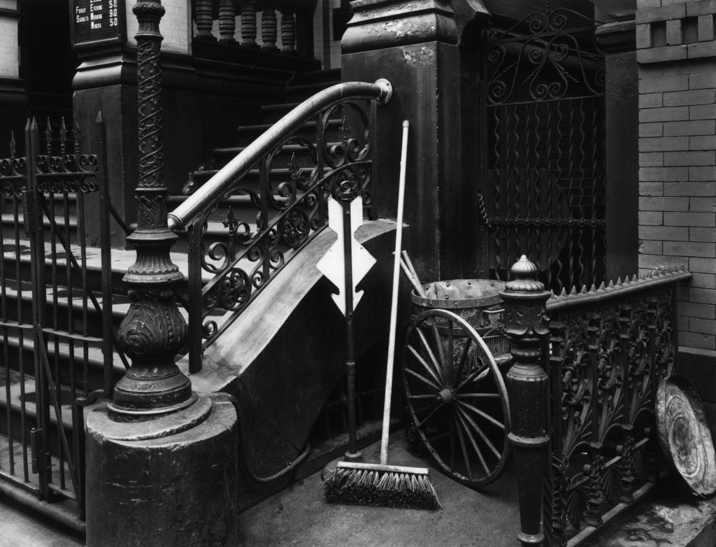 Detail of Stairway With Broom, Manhattan, 1945 by Anonymous