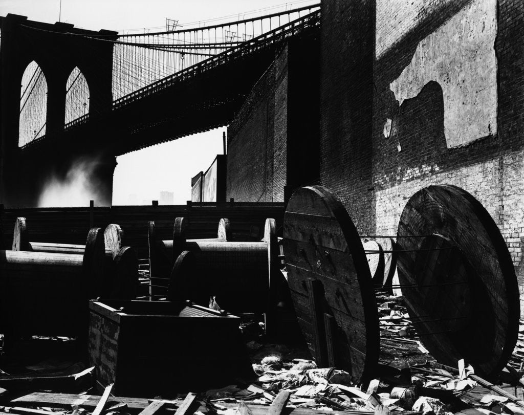 Detail of Cable Spools Below the Brooklyn Bridge, Manhattan, 1944 by Corbis