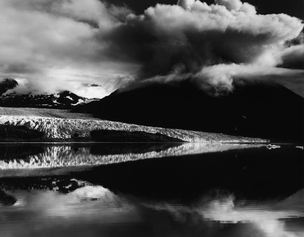 Detail of Glacier Feeding into Calm Reflective Lake by Corbis