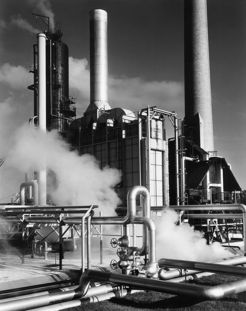 Detail of Smoke Stacks and Steam, 1951 by Anonymous