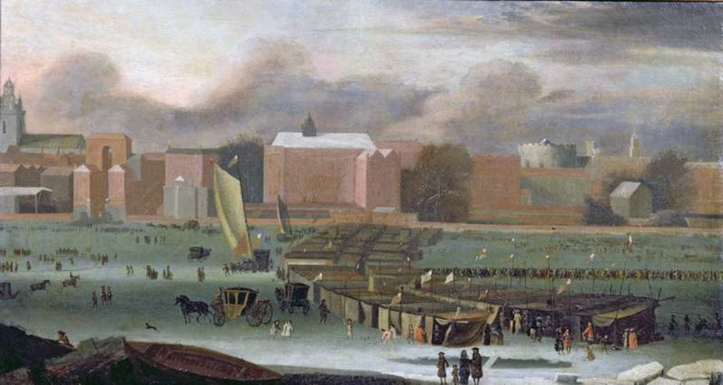 Detail of A Frost Fair on the Thames at Temple Stairs, c.1684 by Abraham Danielsz. Hondius