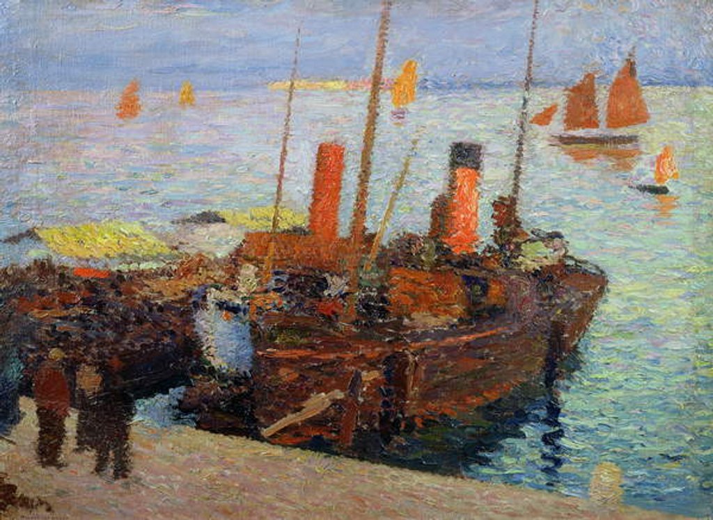 Detail of Boats in the Bay of St. Malo, c.1910 by Henri Martin