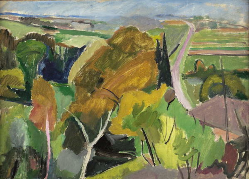 Detail of Autumn landscape, Lot et Garonne, c.1930 by Mildred Bendall