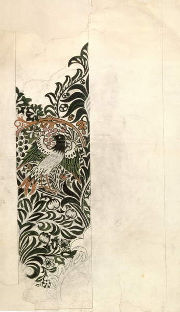 Detail of Unfinished 'Bird and Vine' wood block design for wallpaper, 1878 by William Morris