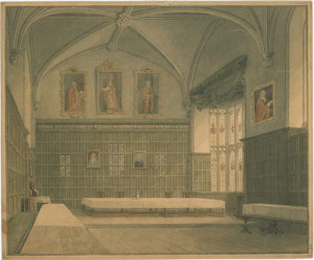 Detail of Cambridgeshire - Hall in [?Jesus] College - Interior View, 1818 by John Buckler