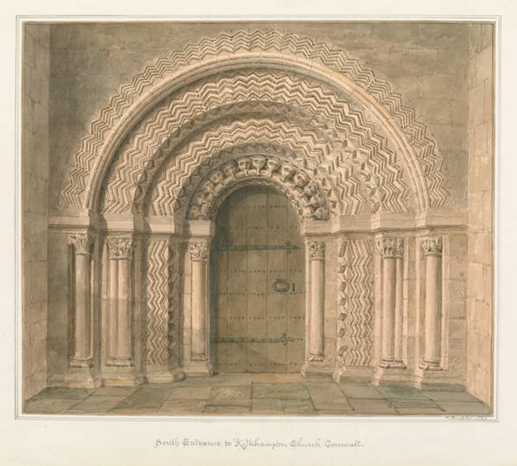Detail of Cornwall - Kilkhampton Church, 1827 by John Buckler