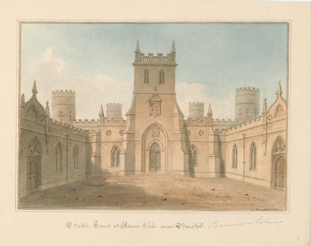 Detail of Somerset - Bristol - Stable Court at Arno's Vale, 1827 by John Buckler