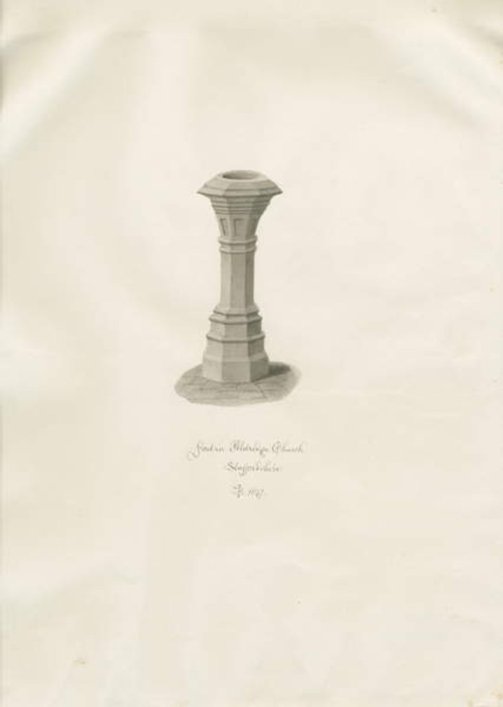 Detail of Font in Aldridge Church by John Buckler