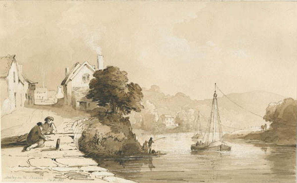 Detail of Arley - River Severn: sepia drawing, 8 Sep 1837 by Thomas Peploe Wood