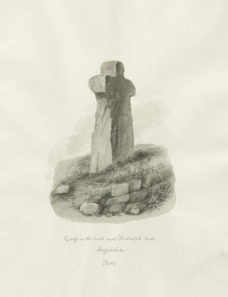 Detail of Biddulph Hall - cross : sepia drawing, 1847 by John Buckler