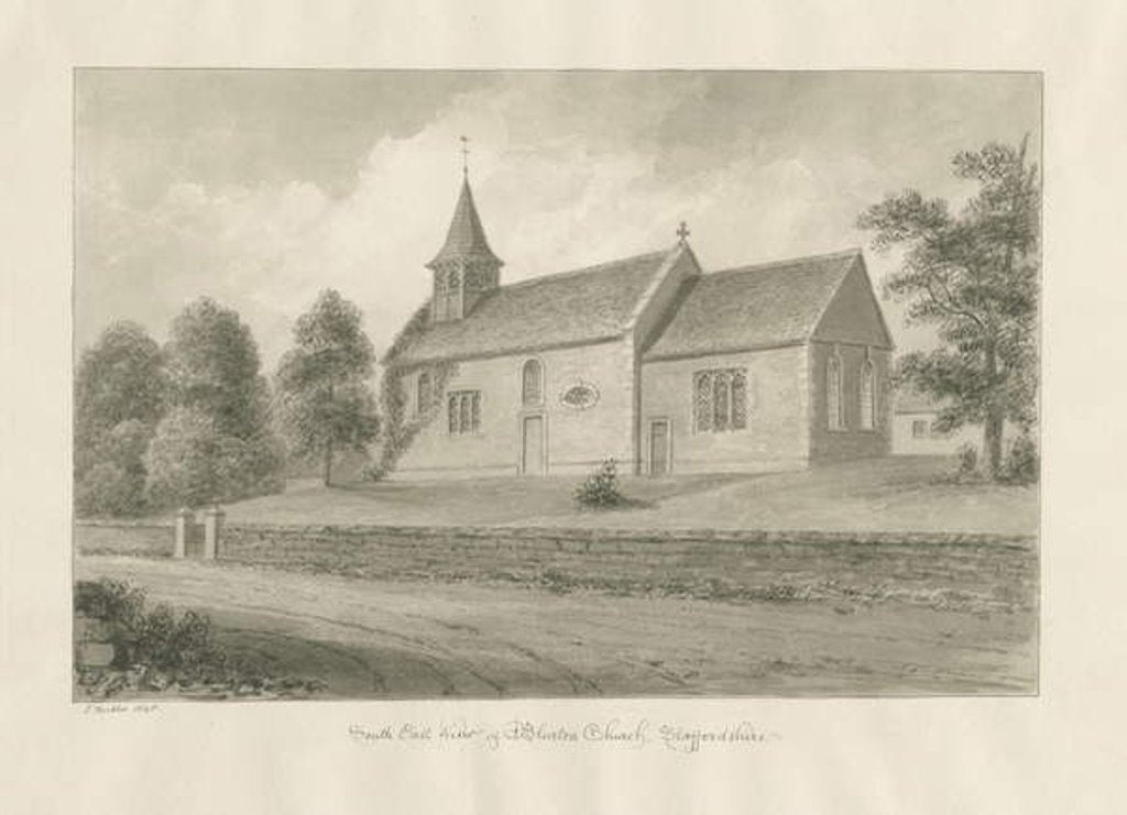 Detail of Blurton Church: sepia drawing, 1848 by John Buckler