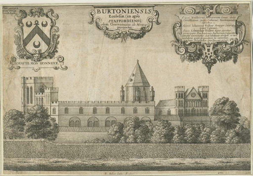 Burton-upon-Trent Abbey: copper-plate engraving, 1661 by Wenceslaus Hollar