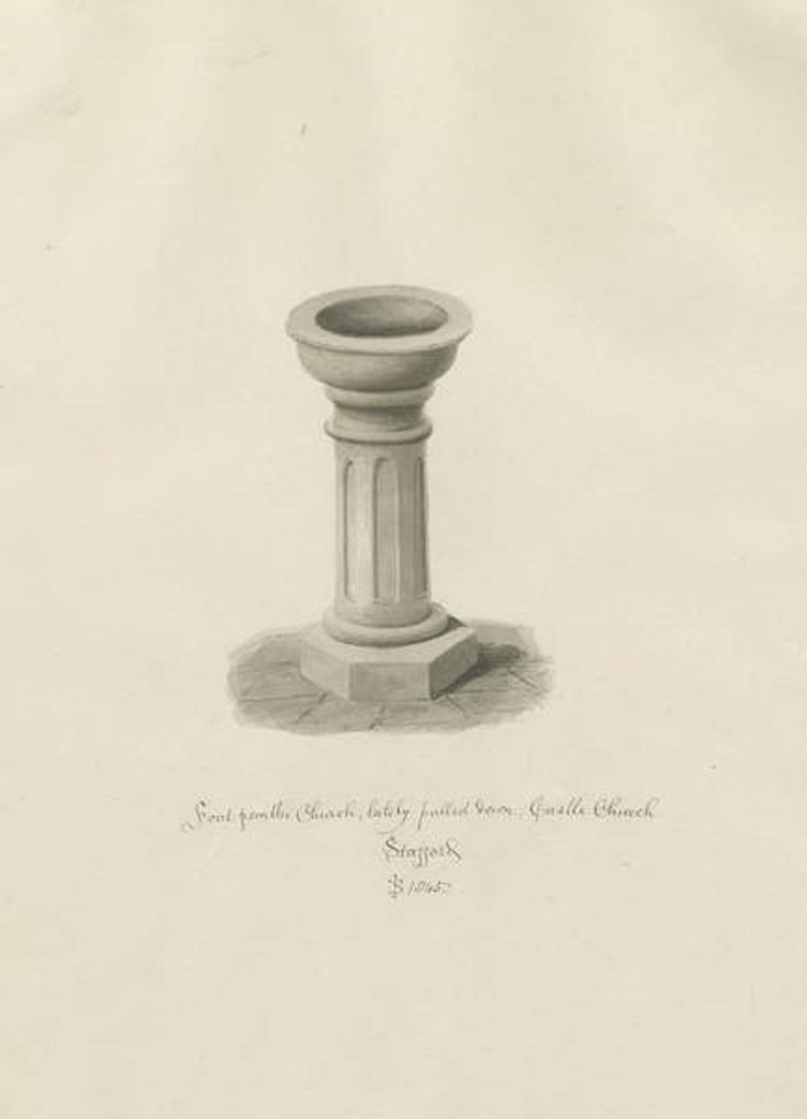 Detail of Castle Church - Font in Church by John Buckler