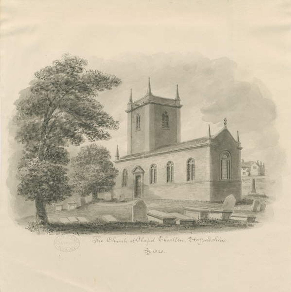 Detail of Chapel Chorlton Church: sepia drawing, 1843 by John Buckler