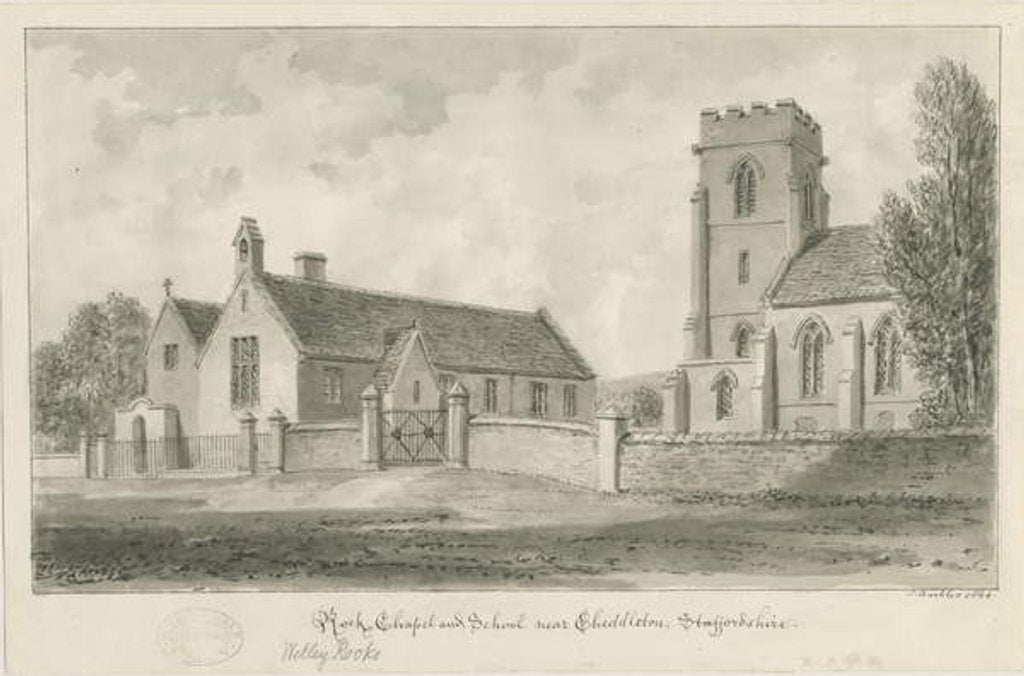 Detail of Cheddleton - 'Rock' Chapel and School by John Buckler