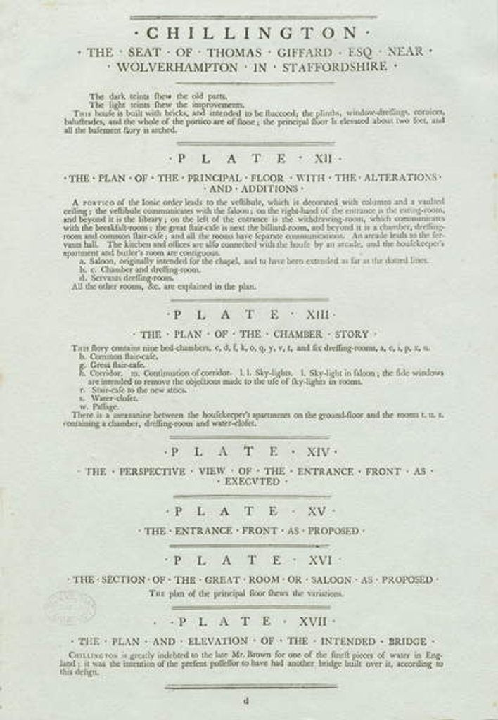 Detail of Chillington Hall by School English