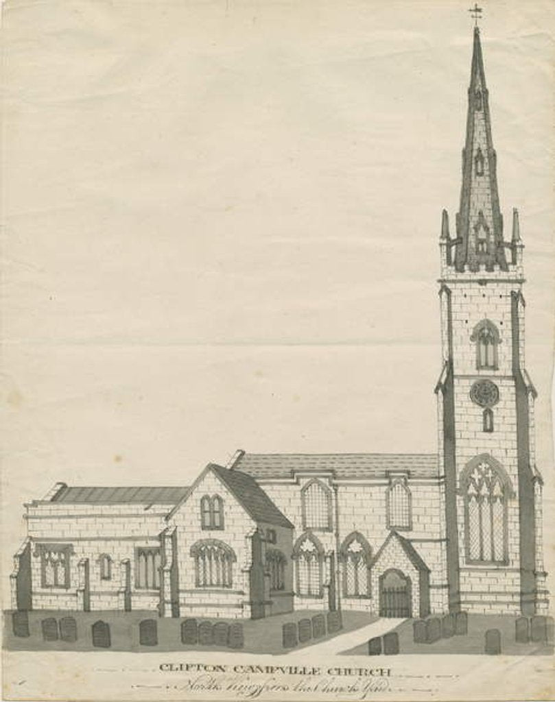 Detail of Clifton Campville Church: pen and sepia drawing, nd [?19th cent] by School English