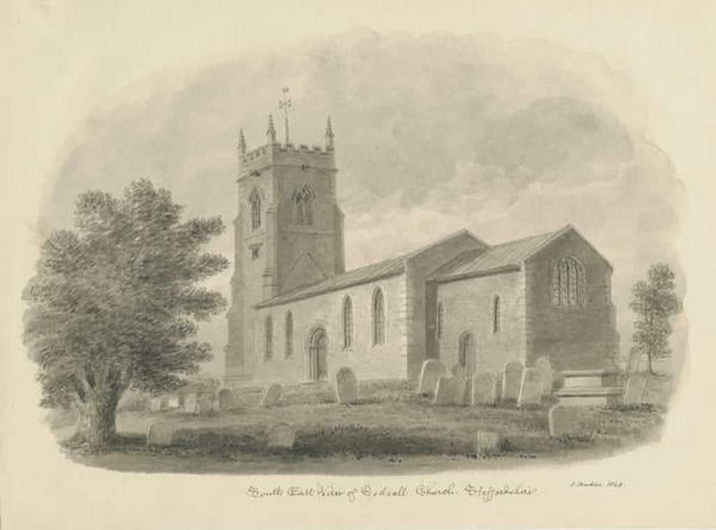 Detail of Codsall Church by John Buckler