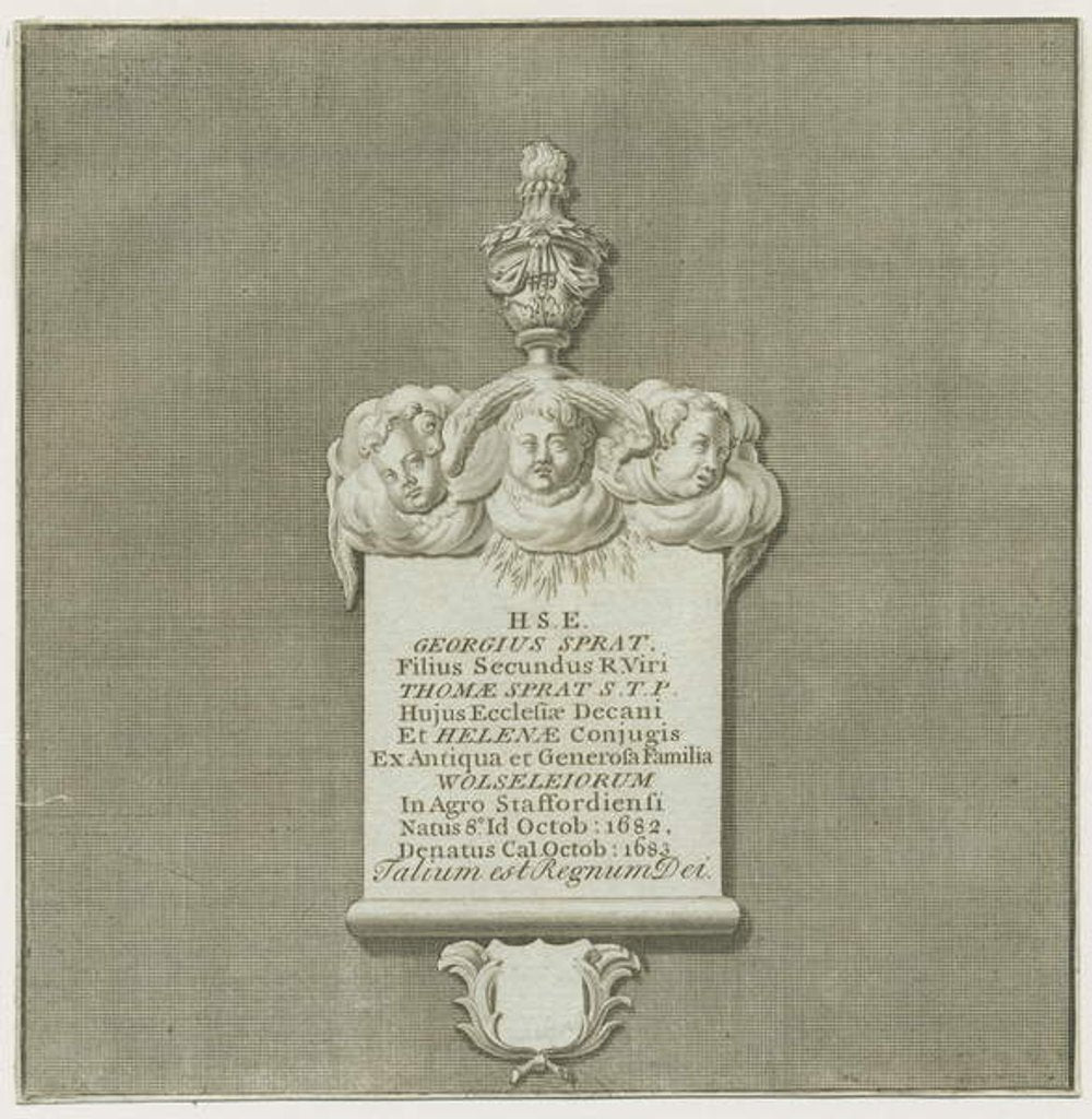 Detail of Colwich - Mural Monument to George Sprat: engraving, nd [?19th cent]. by School English