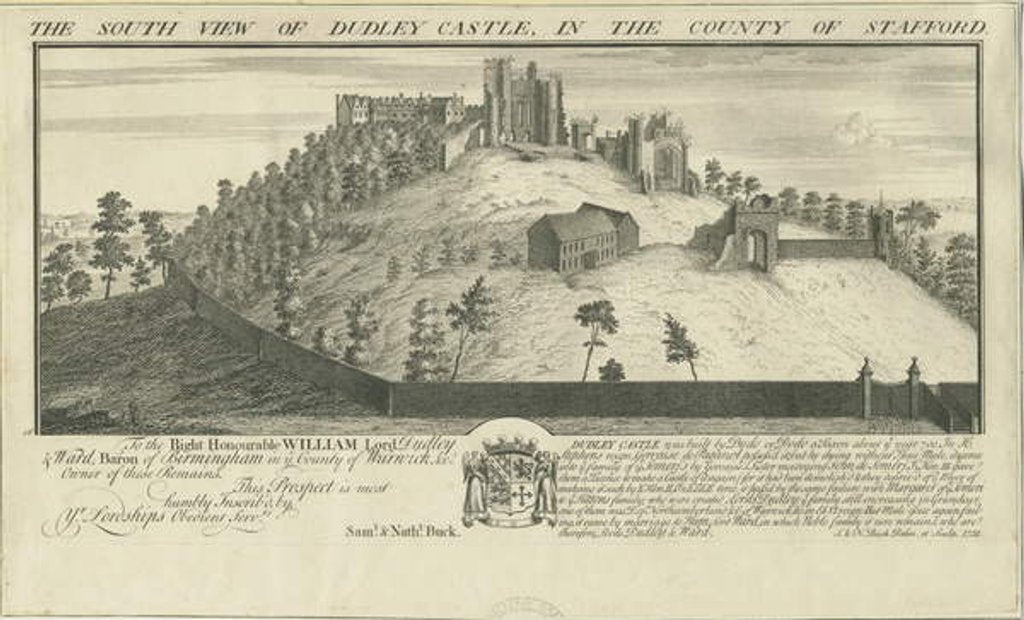 Detail of Dudley Castle: engraving, 1731 by Samuel Buck