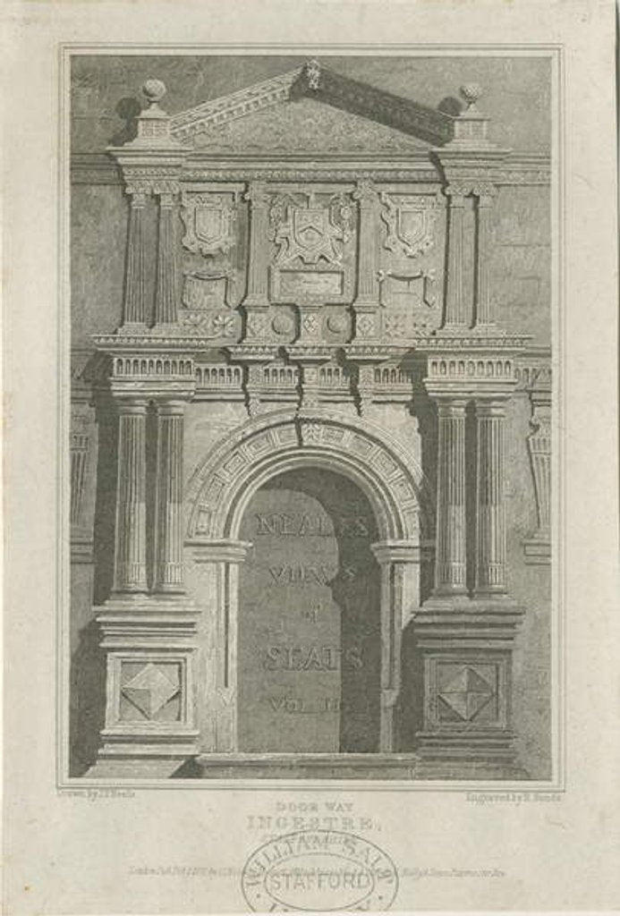 Detail of Ingestre Hall - Doorway: engraving, nd [c 1821] by J. P. Neale