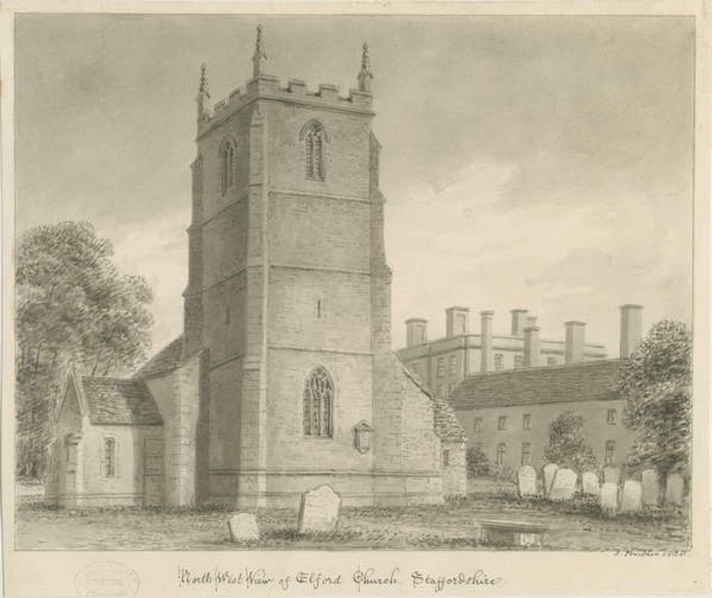 Detail of Elford Church by John Buckler