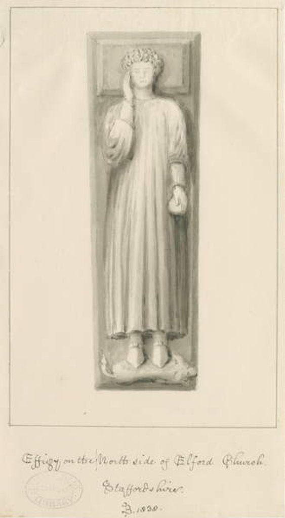 Detail of Elford Church - 'The Stanley Monument': sepia wash, 1838 by John Buckler