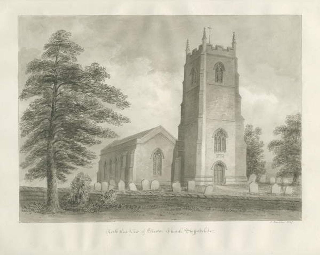 Detail of Ellastone Church by John Buckler