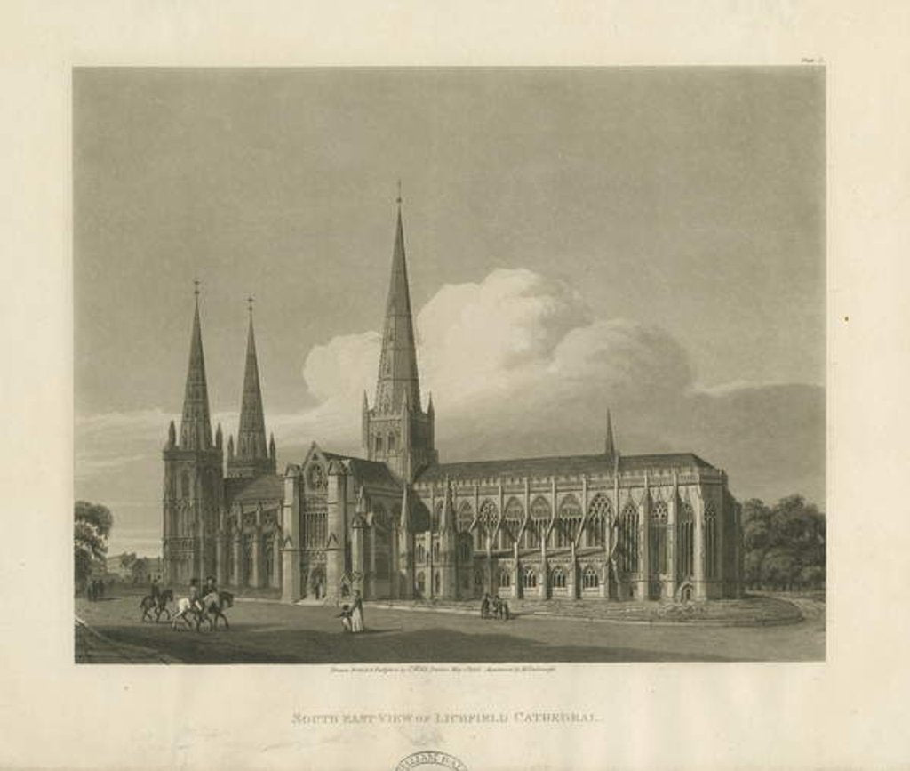 Detail of Lichfield Cathedral - South East View by Charles Wild