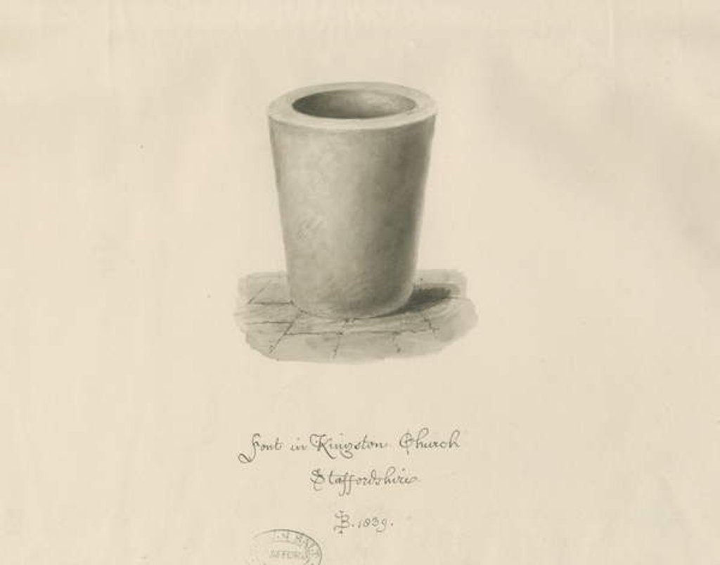 Detail of Font in Kingstone Church by John Buckler