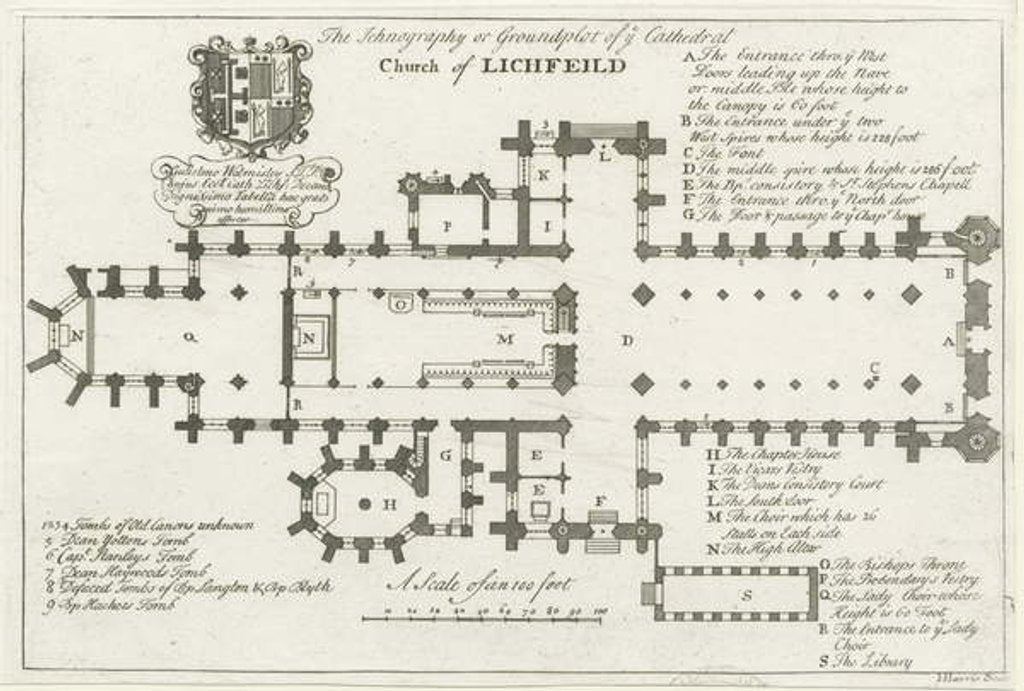 Detail of Lichfield Cathedral - Ground Plan by School English