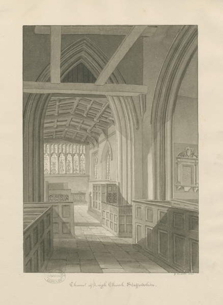 Detail of Interior of Leigh Church: sepia drawing, 1841 by George Buckler