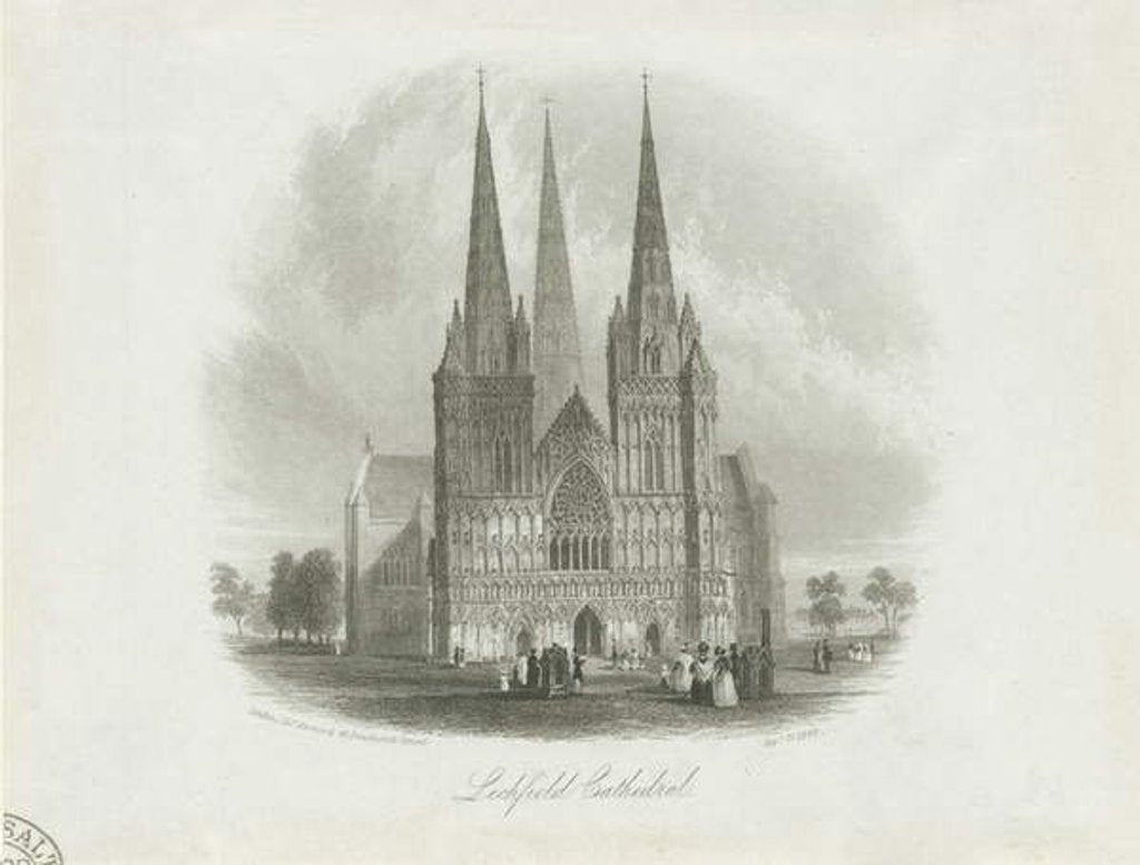 Detail of Lichfield Cathedral - West Front by School English