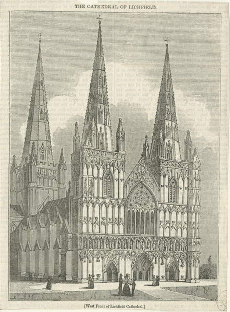 Detail of Lichfield Cathedral - West Front by School English