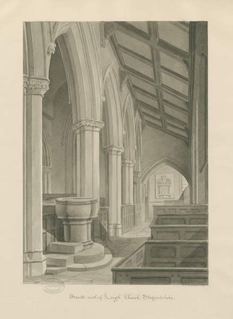 Detail of Interior of Leigh Church by John Chessell Buckler