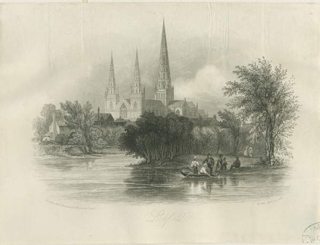 Detail of Lichfield Cathedral - South West View by School English