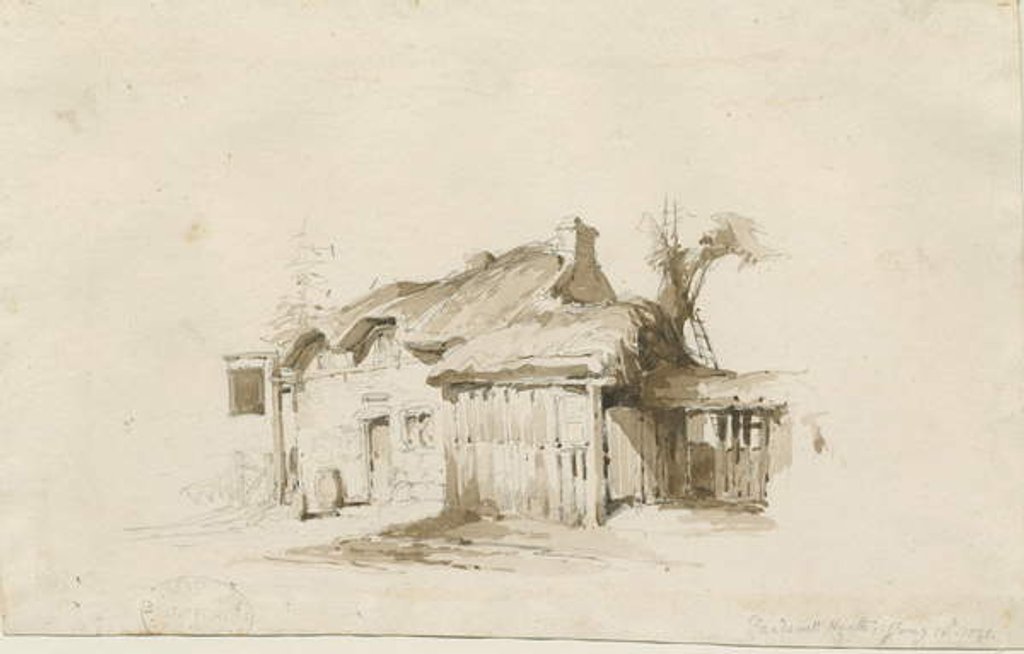 Detail of Fradswell - Cottage on Heath: pencil and wash drawing, 15 Jan 1840 by Thomas Peploe Wood