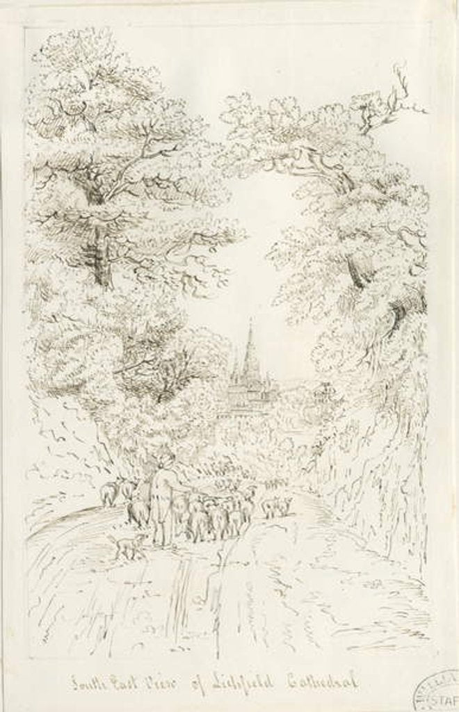 Detail of Lichfield Cathedral - South East View: pen drawing, nd [19th cent] by Henry Curzon Allport