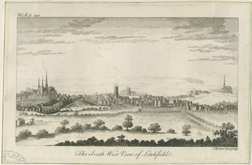Detail of Lichfield - South West View: engraving, nd [c 1764] by School English