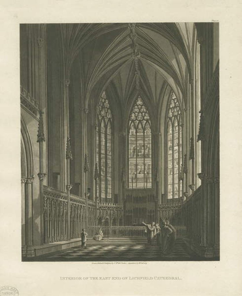 Detail of Interior of Lichfield Cathedral - Lady Chapel: aquatint engraving, nd [c 1813] by Charles Wild