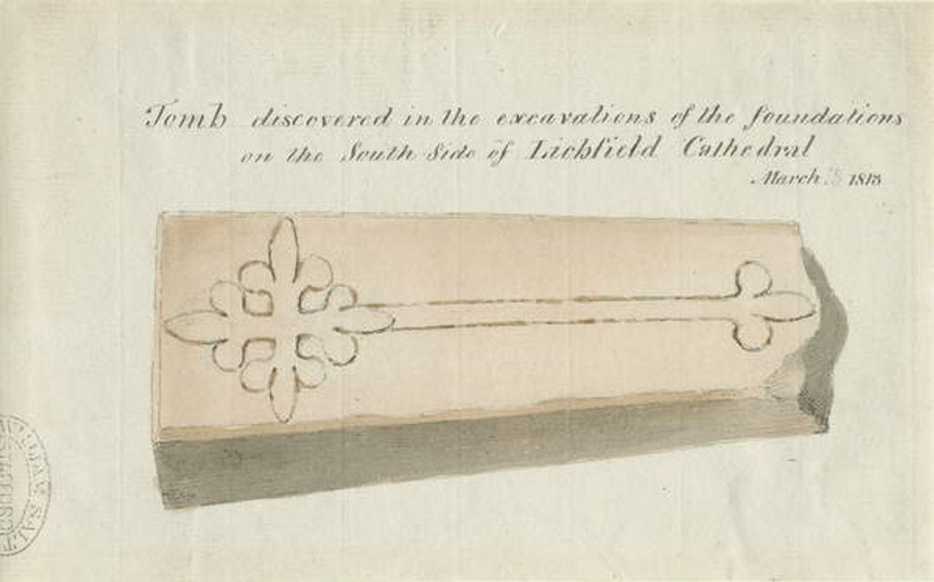 Detail of Lichfield Cathedral - Tomb: sepia drawing, [1813] by School English