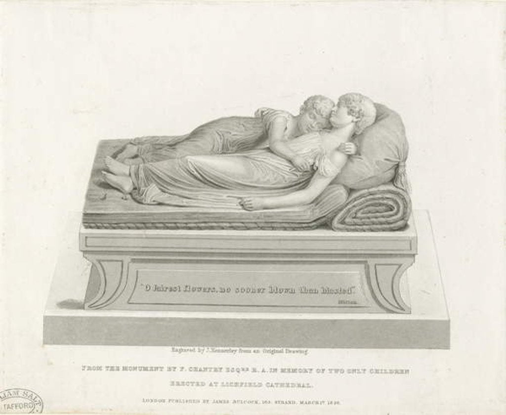 Detail of Lichfield Cathedral - 'The Sleeping Children': engraving, nd [19th cent] by Francis Legatt Chantrey