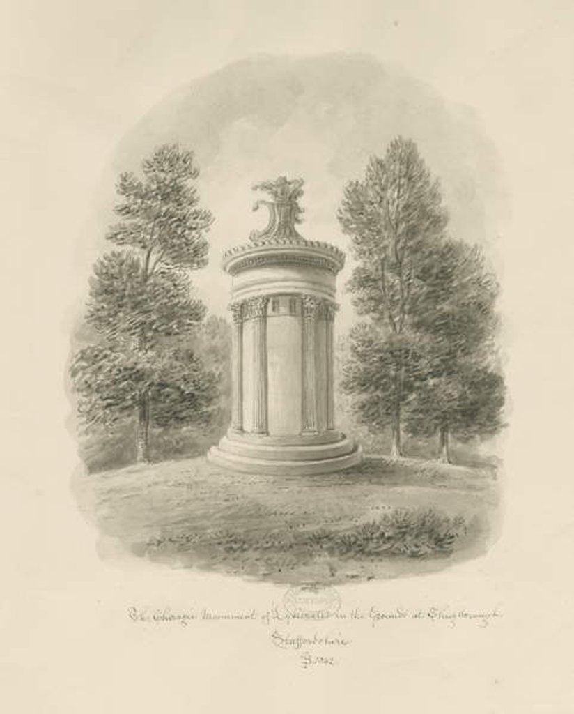 Detail of Shugborough - The Choragic Monument of Lysicrates: sepia drawing, 1842 by John Buckler