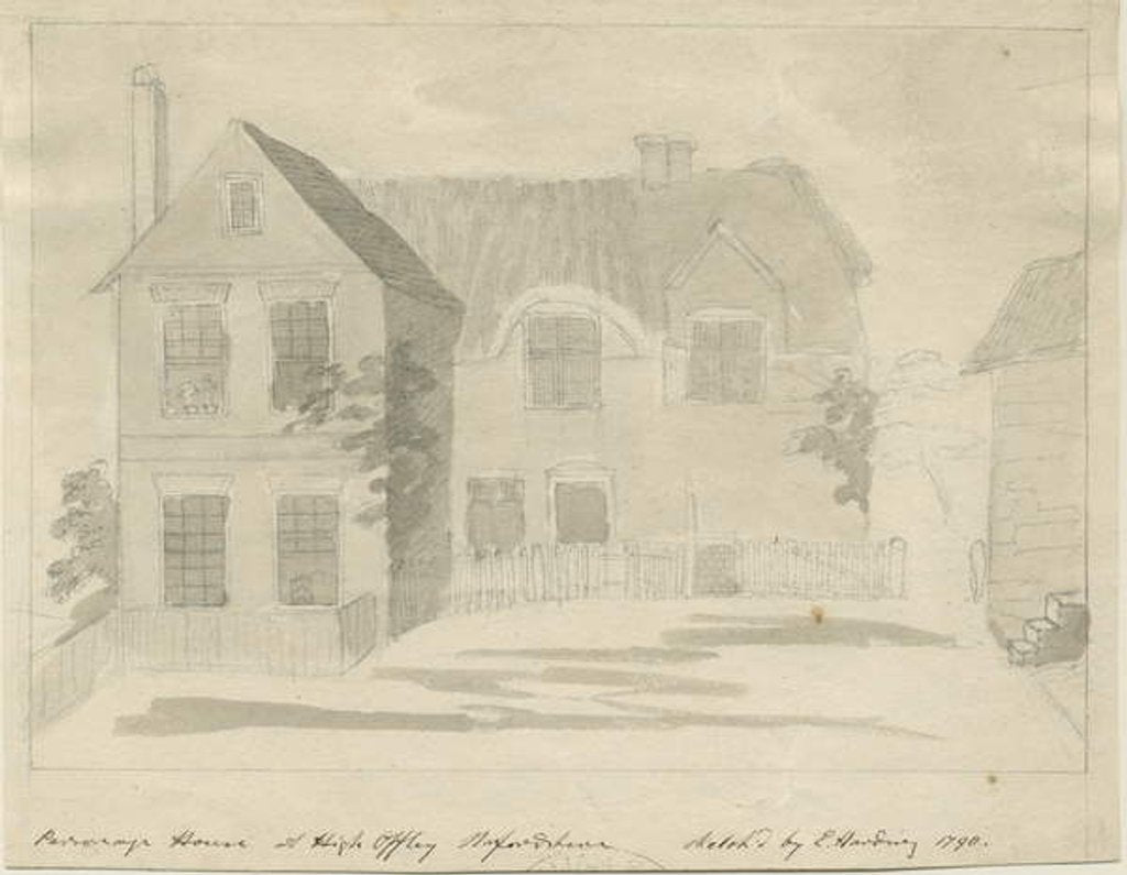 Detail of High Offley - Parsonage: pencil and wash drawing, 1790 by School English