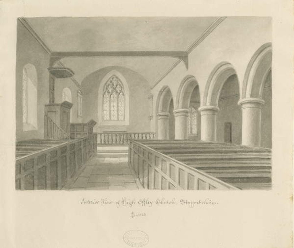 Detail of Interior of High Offley Church by John Buckler
